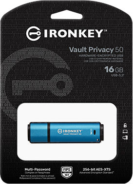 Kingston IronKey Vault Privacy 50 16GB USB 3.2 Stick Blue