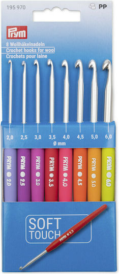 Prym Soft Touch Knitting Needles No 6 Metallic Set Crochet Hooks No 2-6 in 8 Colors 8pcs