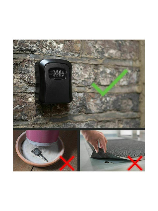 Wall-mounted Combination Key Holder Metallic with Combination Dial 12.8x5x10cm