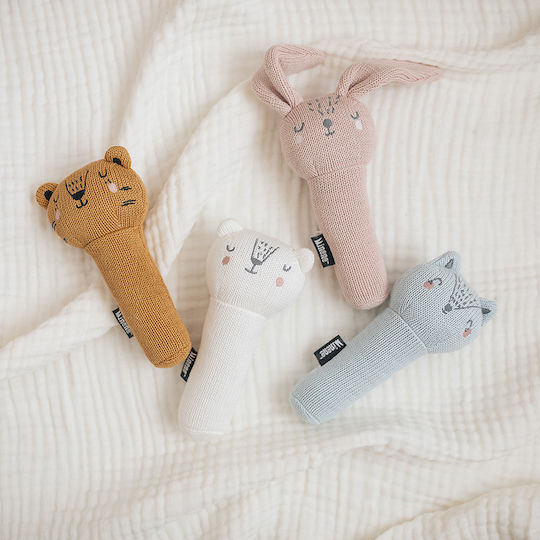 Minene Πλεκτή Κουδουνίστρα Bunny για Νεογέννητα Ροζ
