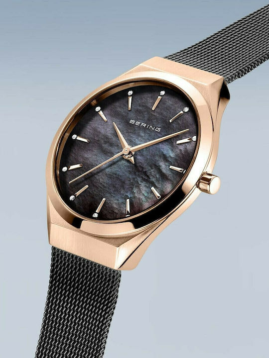Bering Time Ultra Slim Women's Watch with Black Metal Bracelet
