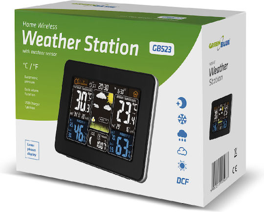 Green Blue GB523 Wireless Digital Weather Station Tabletop Black