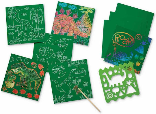 Crocodile Creek Pictură Scratch Art Dinozauri Pentru Copii 5+ Ani 16 Bucăți