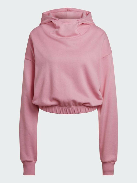 Studio Lounge Cropped Γυναικείο Φούτερ με Κουκούλα Bliss Pink