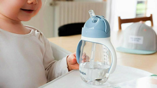 Beaba Căniță pentru copii cu Mânere și Pai din Plastic Albastru deschis 300ml pentru 8m+m+