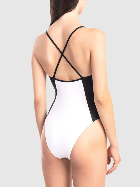 Karl Lagerfeld One-Piece Swimsuit with Open Back White