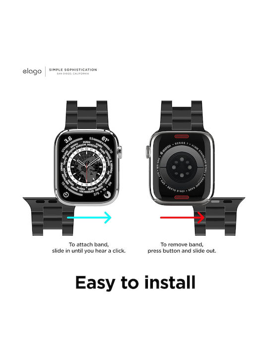 Elago Armband Rostfreier Stahl Schwarz (Apple Watch 44/45/46mm/Ultra 49mm) EAW-MTBAND45-BK