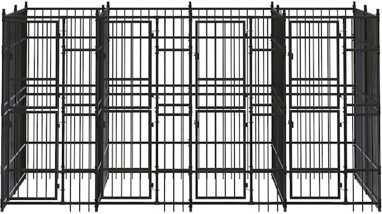 vidaXL Металик Парк За Куче 384x192x200см Черен