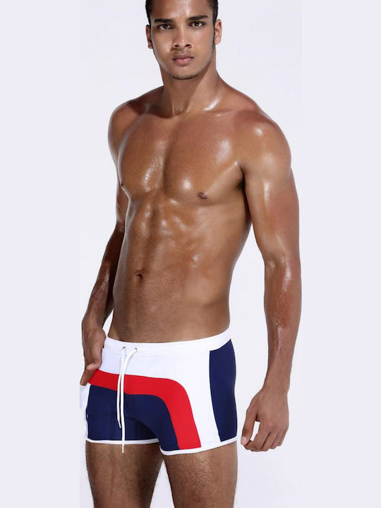 Ανδρικό Μαγιό Σορτς White/Navy Blue/White με Σχέδια
