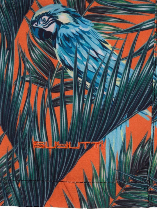 Parrots Men's Swimwear Shorts Orange with Patterns