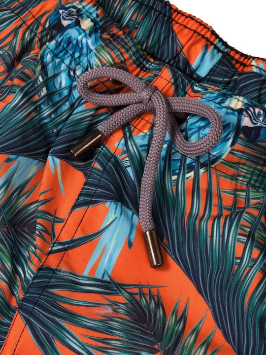 Parrots Men's Swimwear Shorts Orange with Patterns