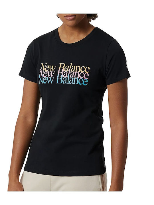 New Balance Essentials Celebrate Γυναικείο T-shirt Μαύρο με Στάμπα