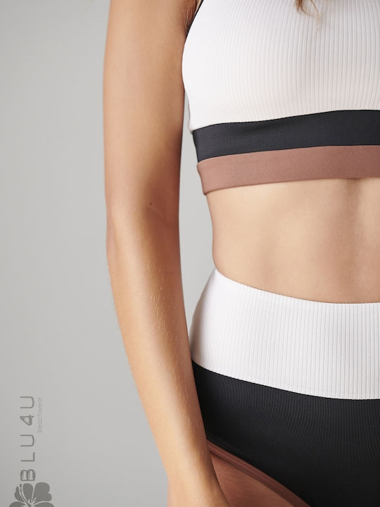Bikini Sports Bra C Cup With Padding White Camel
