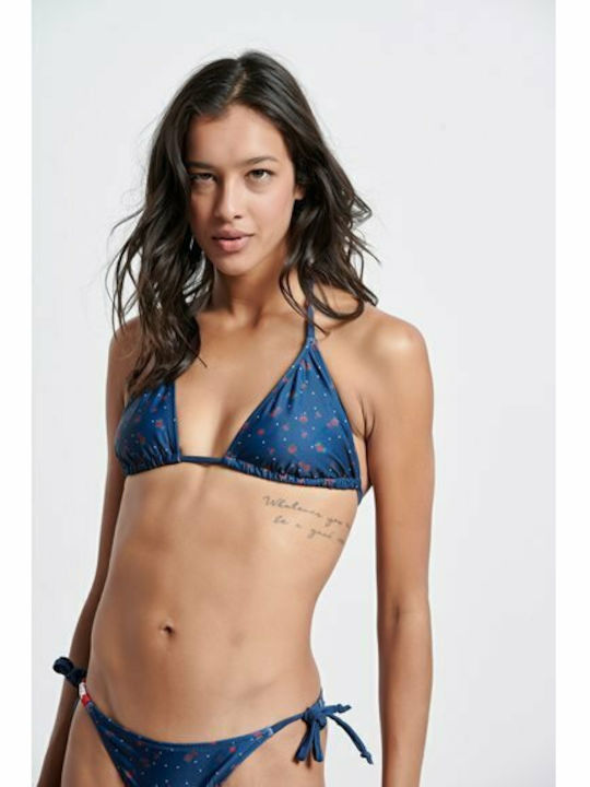 Bikini Triunghi Floral Albastru