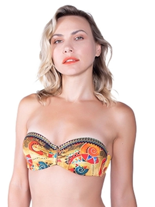Strapless Bikinioberteil D Becher Blumen