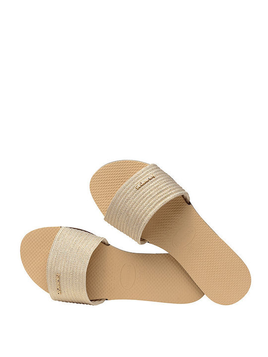 You Malta Metallic Slides in Gold Color