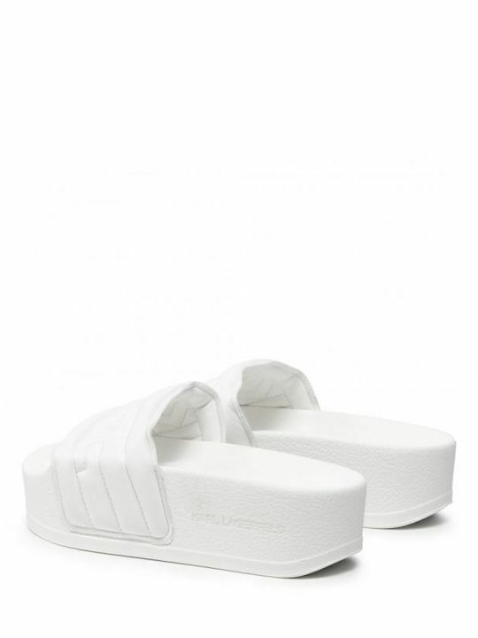 Puffa Logo Women's Platform Slides White