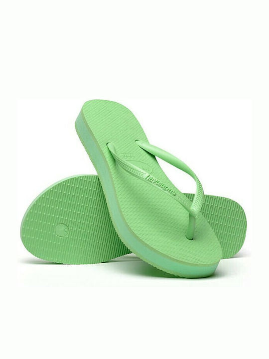 Slim Flatform Women's Flip Flops in Green Color
