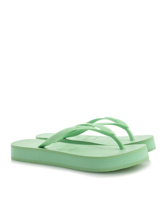 Slim Flatform Women's Flip Flops in Green Color