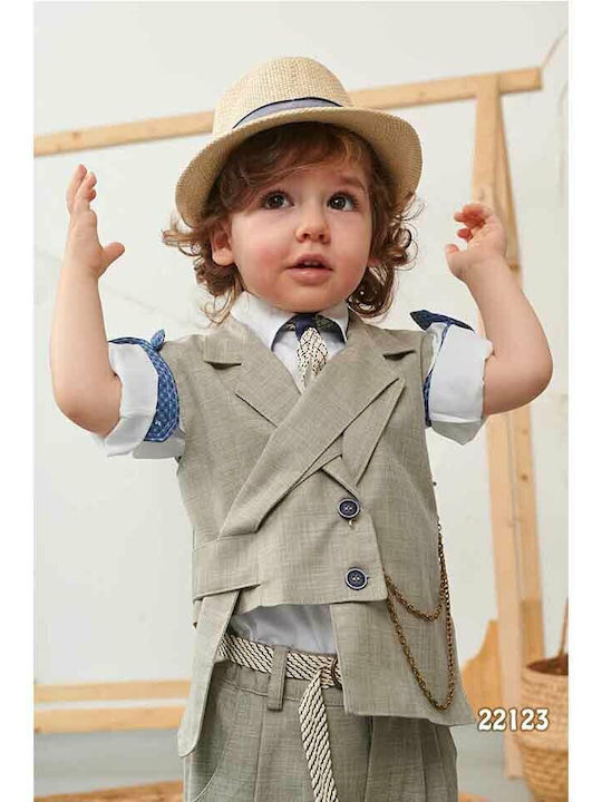Bonito Baby Βαπτιστικό Κοστούμι με Γιλέκο για Αγόρι 6τμχ