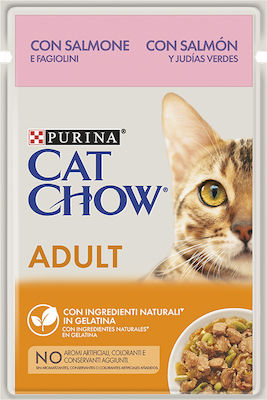 Purina Cat Chow Adult Nasses Katzenfutter für Katze in Beutel mit Lachs 85gr