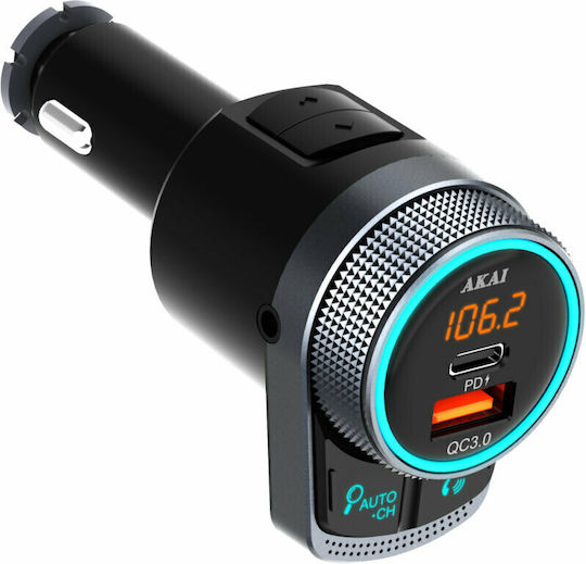 Akai Proffesional FM Car Transmitter Fmt80bt with Bluetooth USB & USB Type-C