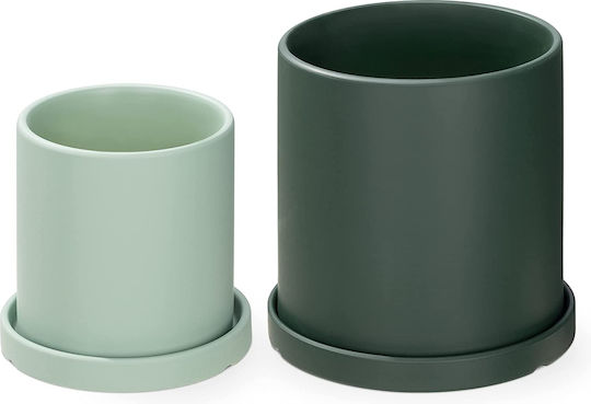 Navaris Ghiveci Ceramică Verde 17x17x17εκ.