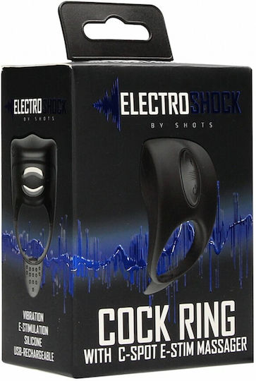 Shots Electro Cock Ring With C-Spot E-Stim Massager for Electro-stimulation Black