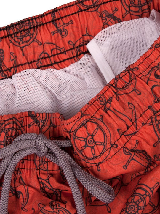 Leaf Men's Swimwear Shorts Orange with Patterns