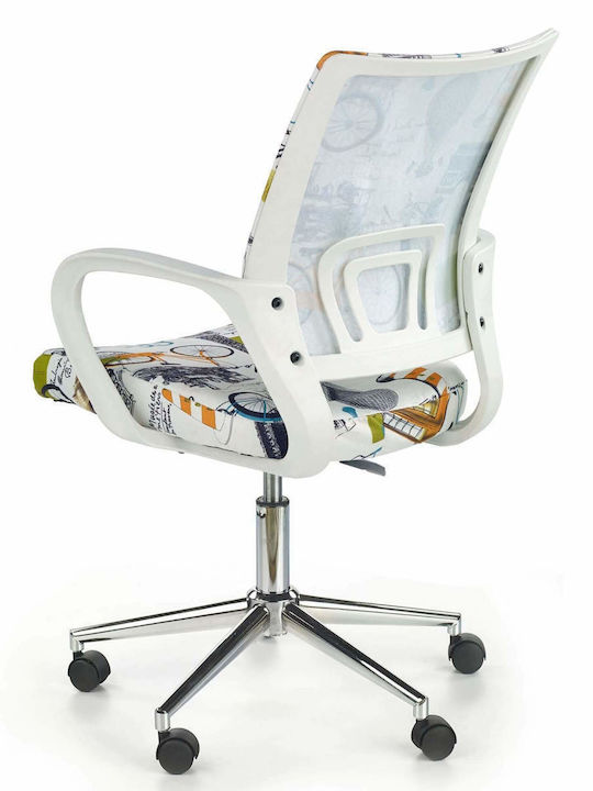 Desk Chair France with Armrests White 53x59x100cm