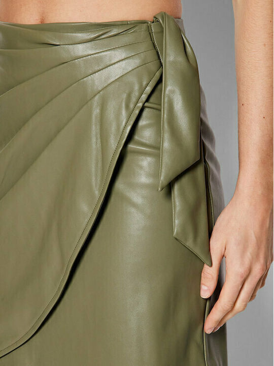 Leather High-waisted Mini Skirt Envelope Green
