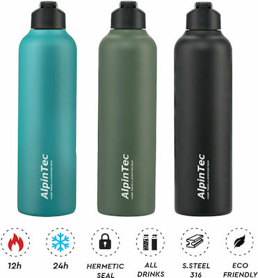 AlpinPro Tour Bottle Thermos Stainless Steel BPA Free Ciel with Straw