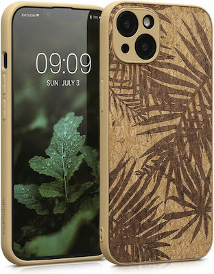 KWmobile Palm Leaves Wooden Back Cover Dark Brown / Light Brown (iPhone 13)