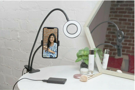 GloboStar Ring Light 9cm 3000 - 6000K with Desktop Stand/Mount Stand and Mobile Holder