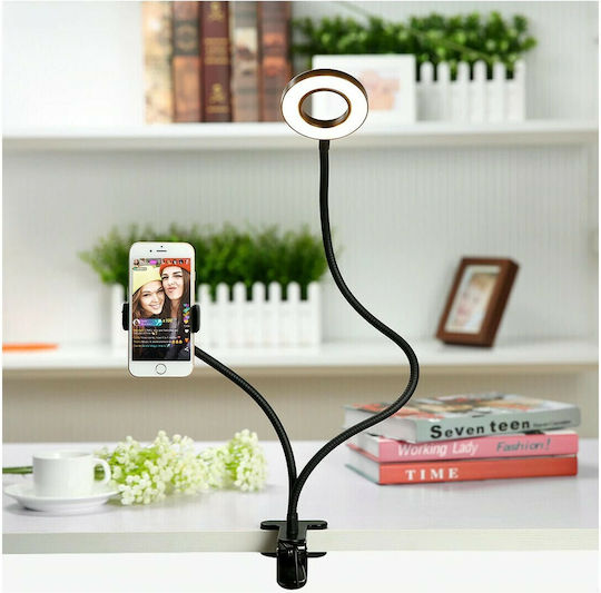 GloboStar Ring Light 9cm 3000 - 6000K with Desktop Stand/Mount Stand and Mobile Holder