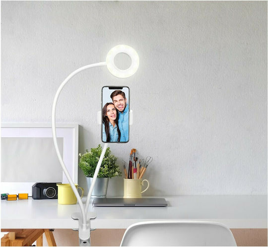 GloboStar Ring Light 9cm 3000 - 6000K with Desktop Stand/Mount Stand and Mobile Holder