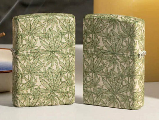 Zippo Канабис Дизайн Ветроустойчива Запалка с Пламък в Зелен Цвят