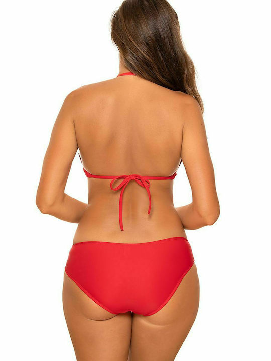 Marko Bikini Set Sports Bra & Slip Bottom with Adjustable Straps Red
