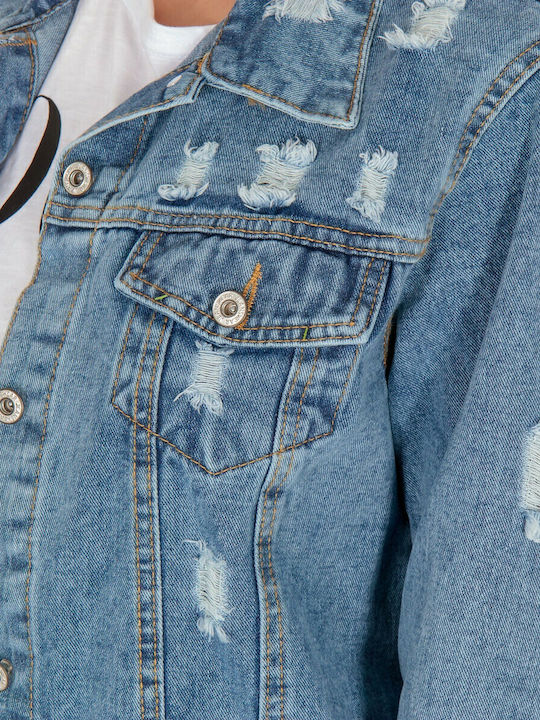 Lang Damen Jeansjacke Blau