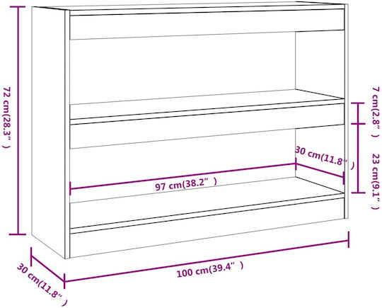 Bibliotecă Gri 100x30x72 cm