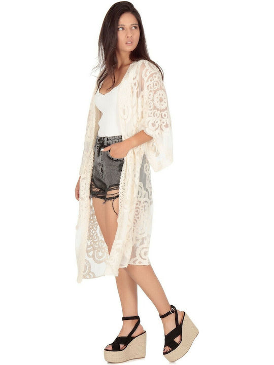 Damen Kimono Beige kim-41802 (bg)