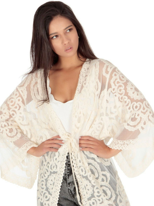 Damen Kimono Beige kim-41802 (bg)