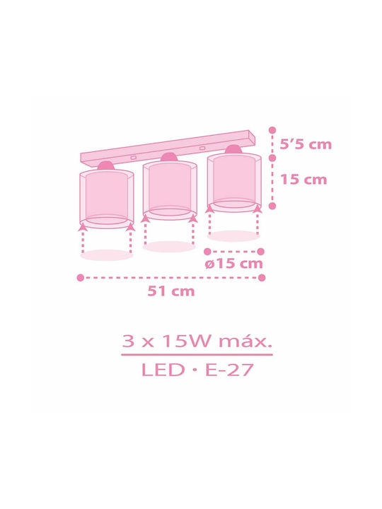 Ango Kids Metallic / Plastic Chandelier Ceiling Light E27 Unicorns Pink 23W 15x15cm
