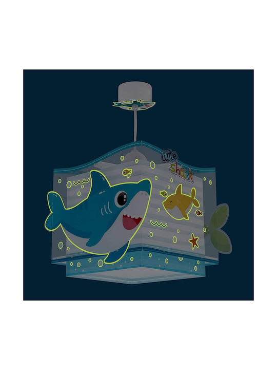 Ango Little Shark O singură lumină Lumină de tavan pentru copii Suspendata din plastic 15W cu suport pentru bec E27 Albastru 29.5x23.5cm