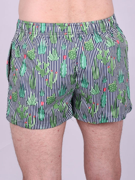 Men's swimsuit with cactus patterns Black