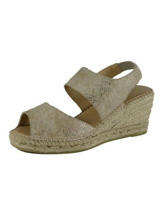 Kanna Women's Leather Platform Espadrilles Gold