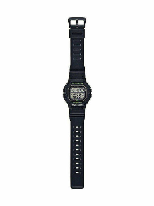 Casio Дигитален Мъжки Часовник 44.5мм Хронограф На Батерия С Черна Каучукова Каишка