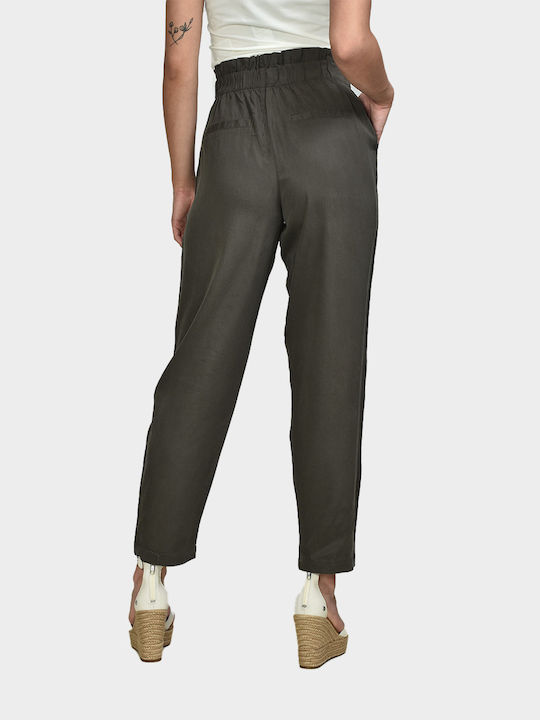 Vero Moda Women's High-waisted Fabric Trousers in Loose Fit Brown