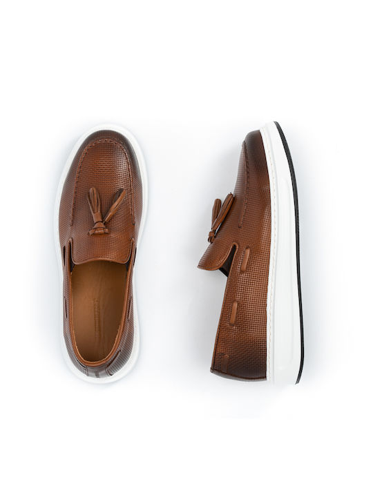 2916 Leder Herren Mokassins in Tabac Braun Farbe