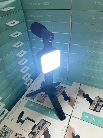 Yunteng AY-49 Selfie Stick Τρίποδο Κινητού Bluetooth με Φωτισμό Μαύρο